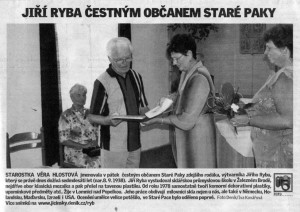 Jiří Ryba - čestným občanem Staré Paky